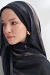 ORGANIC TOUCH VİSKON BLEND DESEN ŞAL - SİYAH - KÜL