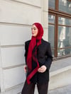 Premium Düz Yün İpek Şal-Kırmızı