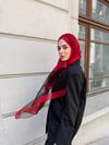 Premium Düz Yün İpek Şal-Kırmızı