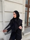 Premium Düz Yün İpek Şal-Siyah