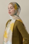 Sakura Çiçek İpek Vual Şal Kahve