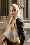 Sakura Çiçek İpek Vual Şal Kahve