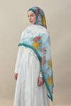 Sakura Çiçek İpek Vual Şal Mint