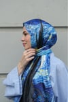 Van Gogh Yıldızlı Gece Desenli Çift Taraflı Twill Şal