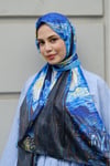 Van Gogh Yıldızlı Gece Desenli Çift Taraflı Twill Şal