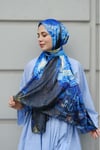 Van Gogh Yıldızlı Gece Desenli Çift Taraflı Twill Şal