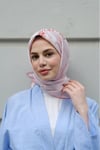 Yazı Desen Twill Eşarp-Pudra