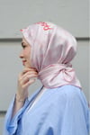 Yazı Desen Twill Eşarp-Pudra