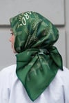 Yazı Desen Twill Eşarp-Yeşil