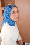 Yazı Desen Twill İthal Eşarp İndigo