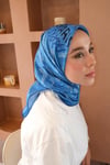 Yazı Desen Twill İthal Eşarp İndigo