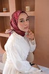Yazı Desen Twill İthal Eşarp Kırmızı