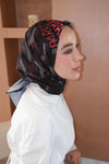 Yazı Desen Twill İthal Eşarp Siyah