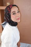 Yazı Desen Twill İthal Eşarp Siyah