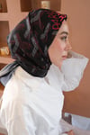 Yazı Desen Twill İthal Eşarp Siyah