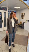 CEKET - ŞENİZ BUTİK ÇİZGİLİ BLAZER CEKET KAHVE