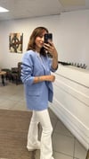 CEKET - ŞENİZ BUTİK ÇİZGİLİ OVERSİZE BLAZER CEKET MAVİ