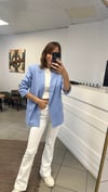 CEKET - ŞENİZ BUTİK ÇİZGİLİ OVERSİZE BLAZER CEKET MAVİ
