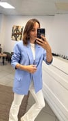 CEKET - ŞENİZ BUTİK ÇİZGİLİ OVERSİZE BLAZER CEKET MAVİ
