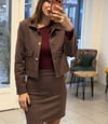 CEKET - ŞENİZ BUTİK EKOSE DESENLİ ATLAS KUMAŞ CEKET BORDO