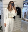 CEKET - ŞENİZ BUTİK FERMUARLI ATLAS KUMAŞ CROP BLAZER CEKET 