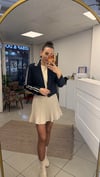 CEKET - ŞENİZ BUTİK KOLLARI ÇİZGİLİ CROP CEKET LACİVERT
