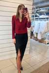 CEKET - ŞENİZ BUTİK KOLLARI VATKALI KISA BLAZER CEKET BORDO