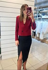 CEKET - ŞENİZ BUTİK KOLLARI VATKALI KISA BLAZER CEKET BORDO