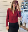 CEKET - ŞENİZ BUTİK KOLLARI VATKALI KISA BLAZER CEKET BORDO
