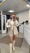 CEKET - ŞENİZ BUTİK KRUVAZE YAKA DOKULU MATCHLİ BLAZER CEKET BEJ