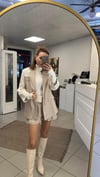 CEKET - ŞENİZ BUTİK KRUVAZE YAKA DOKULU MATCHLİ BLAZER CEKET BEJ