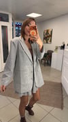 CEKET - ŞENİZ BUTİK TAŞ DETAYLI BLAZER CEKET GRİ