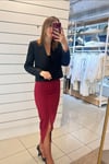 ETEK - ŞENİZ BUTİK YIRTMAÇLI KALEM ETEK BORDO