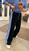 PANTOLON - ŞENİZ BUTİK YANLARI MAVİ ÇİZGİLİ PALLAZZO PANTOLON LACİVERT