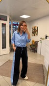 PANTOLON - ŞENİZ BUTİK YANLARI MAVİ ÇİZGİLİ PALLAZZO PANTOLON LACİVERT