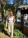 TAKIM - ŞENİZ BUTİK BELDEN OTURTMALI   BLAZER CEKET PANTOLON TAKIM ÇAĞLA YEŞİLİ