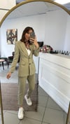 TAKIM - ŞENİZ BUTİK BELDEN OTURTMALI   BLAZER CEKET PANTOLON TAKIM ÇAĞLA YEŞİLİ