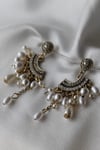 İncili ve Zirkon Taşlı Vintage Sallantılı Küpe