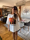 Grease Baskılı Beyaz Oversize Kadın Tişört – Arkası Yazılı Vintage T-Shirt