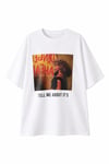 Grease Baskılı Beyaz Oversize Kadın Tişört – Arkası Yazılı Vintage T-Shirt