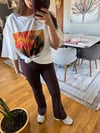 Grease Baskılı Beyaz Oversize Kadın Tişört – Arkası Yazılı Vintage T-Shirt