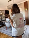 Grease Baskılı Beyaz Oversize Kadın Tişört – Arkası Yazılı Vintage T-Shirt