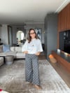 Gri Puantiyeli Bol Paça Jean Pantolon | Wide Leg Denim