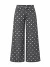 Gri Puantiyeli Bol Paça Jean Pantolon | Wide Leg Denim