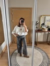 Gri Puantiyeli Bol Paça Jean Pantolon | Wide Leg Denim