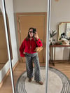 Gri Puantiyeli Bol Paça Jean Pantolon | Wide Leg Denim