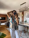 İtalyan Premium Patchwork Desenli Şık Kadın Yelek