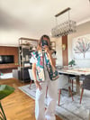 İtalyan Premium Patchwork Desenli Şık Kadın Yelek