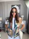 İtalyan Premium Patchwork Desenli Şık Kadın Yelek