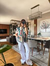 İtalyan Premium Patchwork Desenli Şık Kadın Yelek